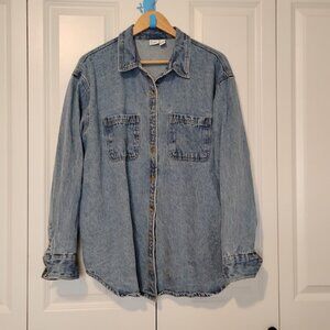 Luna Skies Women's Blue 100% Cotton Medium Wash Long Sleeve Denim Shirt Size XL